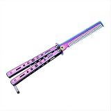 Butterfly Kamm-Faltbarer Taschenkamm Edelstahl Springmesser Frühlings Taschen Öl Haar Kamm faltbare Hairstyling Bürste Falten Praxis Training Schmetterling Stil Kamm Handwerkzeug