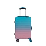 Crosstravel Hartschalen-Koffer aus ABS/Polycarbonat, Rainbow, 4 Rollen, TSA-Schloss, Größe: S, Orange-Rot