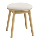 SONGMICS HOME BOHOVEN Kollektion - Schminkhocker, Schminktisch-Hocker gepolstert, Massivholzbeine, Sitzhocker rund, Fußhocker, rutschfeste Fußpads, Boho-Stil, Schlafzimmer, cremeweiß-eichenbeige