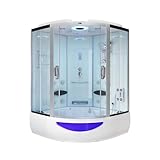 Home Deluxe - Dampfdusche EXCLUSIVE - Weiß, Maße: 150 x 150 x 220 cm - inkl. Radio, Regendusche und komplettem Zubehör I Dampfsauna, Badewanne, Whirlpool, Dusche