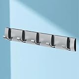 GLOGLOW Verdickte Wandmontagdelegelte mit 5 Faltenden Haken für Türen Hinten Schlüssellhalter, Klapphaken für Türen Hinten Schlüssellhalter, Space Aluminium -Anpassungsraum -Wandhaken 40 Cm (GREY)