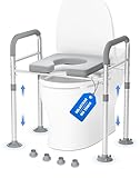 Toilettensitzerhöhung mit Armlehnen – WC Sitzerhöhung mit verstellbarer Höhe und Breite, Erhöhter Toilettensitz für Senioren, Schwangere & Menschen mit Behinderung und Rehabilitationsbedarf nach OPs