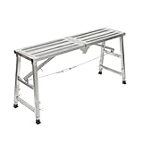 Cozyel Arbeitsplattform Arbeitsbühne Alu Leiter Bis 200kg Höhenverstellbar 60-90cm, Klappbare Tragbare Gerüst Arbeitsgerüst, Arbeitsbühne mit Plattform Werkbank Klappleiter für Haus & Werkstatt