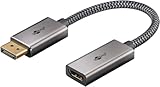 goobay DisplayPort Kabel Textil - DisplayPort auf HDMI Adapter - Vergoldet, Für PC/Laptop zu Externem Bildschirm - Robuste Konstruktion, Hochwertige Materialien, Farbechte Bildwiedergabe / 75271
