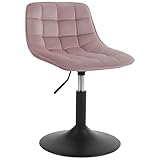WOLTU Schminkhocker Verstellbarer Sitzhocker Stuhl Esszimmerstuhl Kommerzieller Shop Mehrzweck 360° Schwenken Samt Rosa Sitz 38-49.5cm Hoch