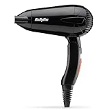 BaByliss Travel Folding Hair Dryer – Leichter und leistungsstarker 2000W Haartrockner, Universalspannung, weltweit einsetzbar, 2 Temperatur-/Geschwindigkeitsstufen, Schwarz/Orange, 5334U.