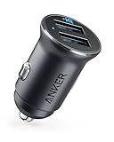 Anker 24W Car Charger Ladegerät, Mini Autoladegerät, 4.8A Duales USB Mit Blauem LED-Licht, Kompatibel Mit iPhone 16/15/14/13, iPad Pro/Air 2/Mini, Galaxy und Mehr