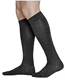 vitsocks Herren 80% MERINOWOLLE Winter warme Kniestrümpfe, Knie lange Socken Merino Wolle Wintersocken, schwarz, 44-46