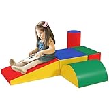 HOMCOM Softbausteine 5er-Set Schaumstoff Bausteine Riesenbausteine Bauklötze Bauspielzeug Schaumstoffblöcke für 1-3 Jahre alt Kinder Kunstleder EPE