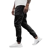 Cargohosen für Herren Jogginghose Trocknende Sporthose Winddicht Sweatpants Straight-Fit Freizeithose Elastischem Saum Funktionshose mit Reißverschluss Taschen Stoffhose Outdoor Hosen1