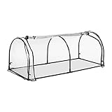Relaxdays Folienfrühbeet, Gewächshaus Aufzucht, HBT: 50 x 130 x 60 cm, Frühbeet Tunnel mit Tür, PVC, transparent/schwarz