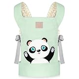 GAGAKU Puppentrage für Kinder Puppentrage ab 3 Jahre Babytrage für Puppen Bauchtrage Puppenzubehör Puppen Tragesitz mit Verstellbaren Träger - Grün - Bestickt Panda