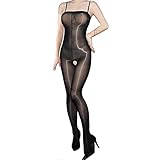 HTRUIYATY Damen Bodystocking Ganzkörper Sling Bodysuit Strumpfhose öLige Strümpfe Transparente Body Dessous Catsuit Body Stocking Schritt Offen