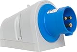 Brennenstuhl CEE Wandstecker 3-polig, Industriestecker 230V/16A, ideal für Außen- und Innenbereich, Baustelle, Industrie, IP44, 16A