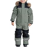 Ayhuang Schneeanzug Kinder Unisex Klassisch Skianzug Warme Verdickt Schneeoverall mit Kapuze und Taschen Winddicht Wasserdichte Skihose Winter Outdoor Skijacke Passform Modisch Softshelljacke