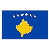 Lixure Flag KOSOVO 150x240cm Kosovische Flagge Republik Kosovo Fahne -Polyester, Digitaldruck, lebendige Farbe, lichtbeständig, doppelt genäht, mit Messingösen für Garten Innen- Außenbereich