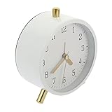 GOOHOCHY kleiner Wecker table clock wohnzimmeruhr alarm clock Einfache Uhr Runduhr Glocke Uhren Tag Kalender Datum Tischuhr Schlafzimmer wecker Desktop-Wecker Wecker stumm Metallschale Weiß