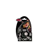flexi® CAT XS Seil 3 m schwarz, Roll-Leine für Katzen und Kleintiere bis 8 kg