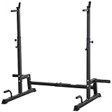 HOMCOM Hantelständer Multi-Funktions Langhantelablage Hantelablage höhenverstellbar Langhantel Krafttraining bis 150 kg belastbar Barbell Rack Stahl Schwarz