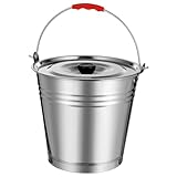 DIKACA Holzkohleeimer Edelstahl Aufbewahrung Ascheeimer Stahleimer Für Asche Mit Deckel Ascheeimer Mit Deckel Mülleimer Outdoor Aschedose Mit Deckel Mit Verschlussdeckel Terrasse