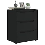Gecheer Sideboard 3 Schubladen Mehrzweckschrank Beistellschrank VISNES Schwarz 60x40x73 cm Holzwerkstoff
