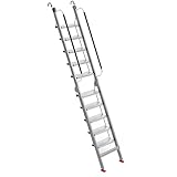 Aluminium-Bodentreppe Dachbodentreppe mit Handlauf, Leichtbau-Ausziehleiter mit rutschfesten Füßen, Raumsparende Klappleiter Leiter, für Zuhause, Büro, Heimwerker(293 * 50cm/115 * 20in)