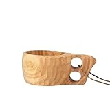 Holzbecher Outdoor-Massivholzbecher Camping Tragbare Lanyard-Tasse Handgefertigte Milchkaffeetassen mit großer Kapazität(H 185ML)