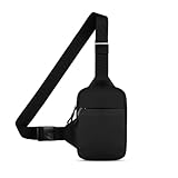 Onetraum Kleine Schultertasche – Für 6,7-Zoll-Handys (auch mit Hülle) – Damen Herren wasserdichter Leichter mini Crossbody Bag Brusttasche für Wandern, Gym, Büro (Vintage-Schwarz)