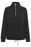 KAFFE Damen, Sweatshirt mit Half-Reißverschluss, Kragen, Vorderseite, Taschen, Bauchtring, Waist Sweater, Black Deep, 38
