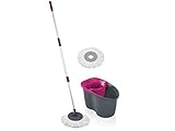 Leifheit Set CLEAN TWIST Disc Mop 60 Years Edition pink, Wischer für nebelfeuchte Reinigung, Wischmopp mit Schleudertechnologie, Schleudermop ohne Fußbedienung, Bodenwischer mit Click-System