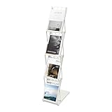 Literaturständer, 4 Taschen, A4 Tragbarer faltbarer Prospektständer, Eisen Ausstellungsfächer für Leichter Kataloghalter, Ständer mit Tragetasche für Wohnzimmer, Hotel, Messe, Ausstellung, Büro, Weiß