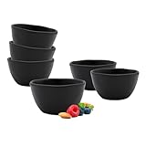 Keramik Dip Schale schwarz matt - 6er Set - Kleine Porzellan Müsli Schüssel - Dessertschälchen Servierschale Saucenschale snackschale klassisch
