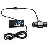 Motorrad-Wassertemperaturanzeige, digitaler Thermometer, Sensor mit hochauflösendem LCD-Display, wasserdicht, DC 12 V, Kit für Motorräder, Rennwagen und Roller (18 mm)
