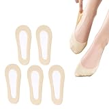 Carreneu 5 Paar FüßLinge Damen FüSslinge Damen Nylon Socken Unsichtbar Nylon SöCkchen Atmungsaktiv Sneaker Socken Licht Unsichtbare Kurze Ballerina So-cken Mit Anti-Rutsch-Silikon Hautfarbe