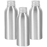 Homoyoyo Leere Reiseflaschen aus Aluminium, 100 ml, Set mit 3 runden Metallbehältern für Lotion, Shampoo und ätherische Öle mit Schraubdeckeln für Reisen und Aufbewahrung