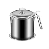 Edelstahl-Küchenölfiltertopf mit effizienten Siebfunktionen und spülmaschinenfesten Teilen (Edelstahlgriff 1,8 l)