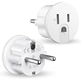 2 Stücke Reiseadapter USA auf Europa, Reiseadapter USA, USA Adapter Steckdose Deutschland Plug, US to EU Adapter, Adapter USA Deutschland Stecker, USA auf DE Steckdose, Europäischer Stecker, Weiß