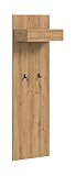 furnling Garderobenpaneel Dravo, mit Hutablage, Garderobenstange & 2 Haken, Breite ca. 50 cm, Artisan Oak Holz Nachbildung, modernes Design, FSC®-zertifiziert, Made in EU