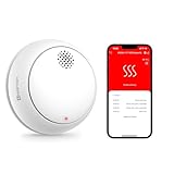 HEIMAN WLAN Smarter Rauchmelder mit 10 Jahre Lebensdauer, Wi-Fi Feuermelder mit austauschbarer Lithium-Batterie,DIN EN14604, 85-dB-Alarm,Stummschalt-Taste, Weiß