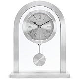 Acctim 200 x 165 x 50 mm Bathgate Glas-Kaminuhr mit Pendel, Silber