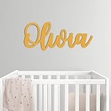 Holznamenschild, personalisierbares Namensschild, Kinderzimmer-Dekor, Holz-Hochzeitsschild, individuelles Namensschild, Holzbuchstabe, Türschild, personalisiertes Wanddekor-Schild (gelb, Länge 30 cm)