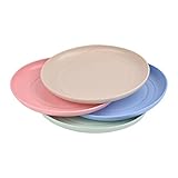 4 Stück Plastikteller Mehrweg, Unzerbrechliches Camping Teller, 15cm Kunststoffteller, Leicht Essteller, Snack Speisetellerset für Party Picknick, Reisen, Camping Oder Den Täglichen Gebrauch