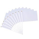 Amosfun Fahnen des weißen Stockes 20pcs die die tragbare wellenartig bewegende Flagge läuft Fahne wellenartig bewegen kurbelten Handflagge für Festivalpartei an