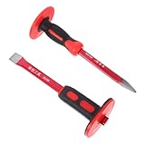 Housoutil Teiliges Schweres Meißelset aus Chrom vanadium stahl mit Rutschfestem Gummigriff und Handschutz Geeignet für Beton Steinbearbeitung Abbruch Steinmetzarbeiten und Präzises