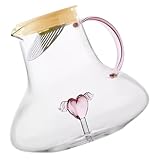 Ipetboom Große Glaskaraffe mit Deckel und Griff Hitzebeständiger Getränkekrug für Kaltes Wasser Saft Tee und Milch Vielseitiger Transparenter Wasserkrug für Haushalt und Küche