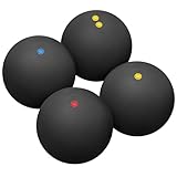 DINHEAROM Squashbälle 4 Stück Pack 45mm Hochelastische Übungsbälle mit Farbigen Punkten für Kraft und Flexibilitätstraining im Squash und Anderen Sportarten