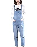 Damen Jeans Overall Mit Hosenträgern Jeanshose Latzhose Hellblau 4XL