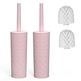 WC-Bürsten, 2 Stück, WC-Bürsten und Halter-Sets mit Kunststoffgriff und weichen, flexiblen Borsten, 4 WC-Bürstenköpfe für Badezimmer, Toilette, ergonomisch, elegant, langlebig, Klobürste (Rosa)