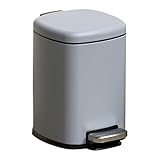 DZYHFCO Mülleimer aus Edelstahl, runder Metall-Mülleimer mit Fußpedal, herausnehmbarer Inneneimer und Griff für Wohnzimmer, Schlafzimmer, Badezimmer, Küche, Mülleimer (Grau, 10 l)