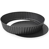 MGE - Extra Hohe Quicheform 28 cm - Tarteform mit Hebeboden aus Karbonstahl - Backform Rund - Tarteform - Quiche Formen mit Hebeboden Antihaftbeschichtung - Obstbodenform - Kuchenform - 28 cm